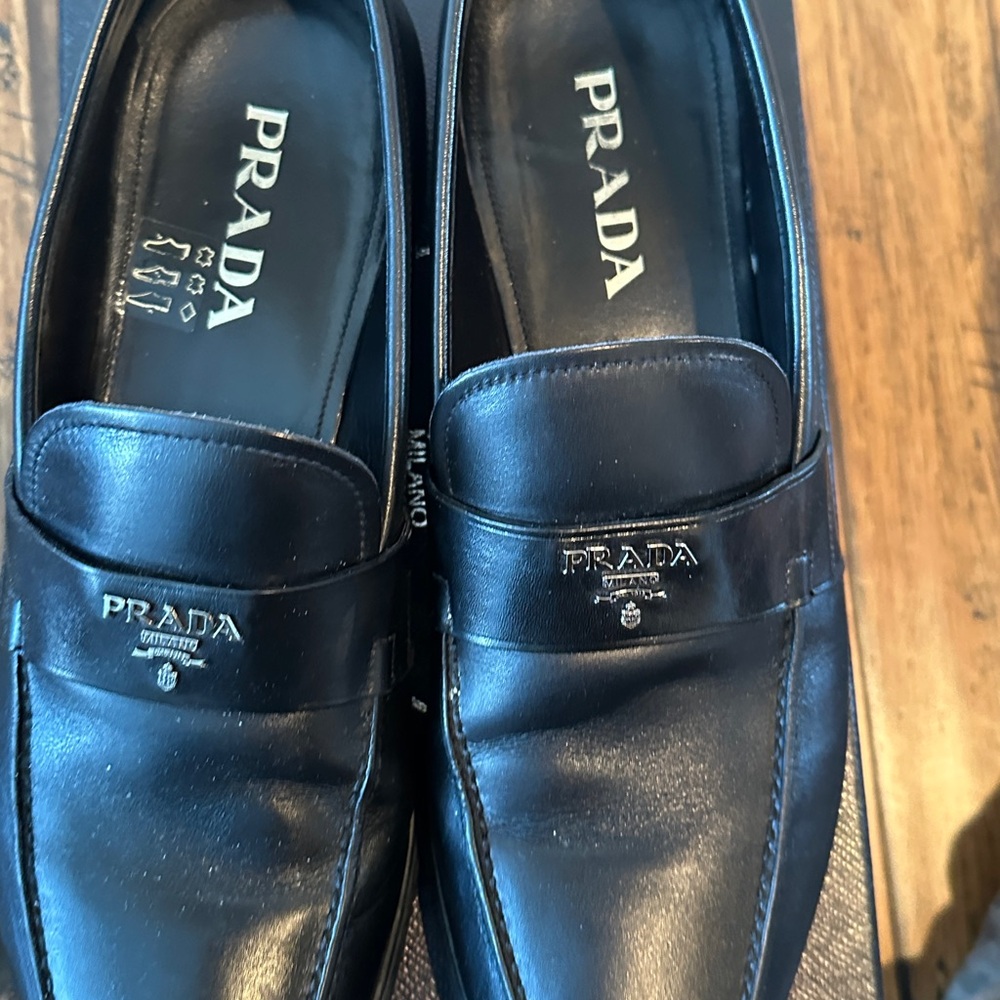 Prada Black Leather Penny Loafers - Picture 6 of 6